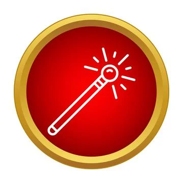 Magic wand icon on red button symbolizing power Stock Illustration