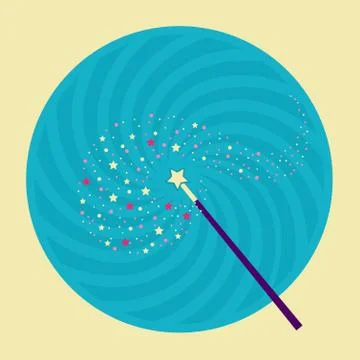 Magic wand illustration.Vector label on white Illustrazione stock