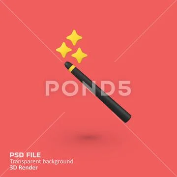 Magic wand isolated 3d render icon illustration Template PSD