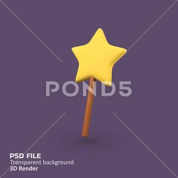 Magic wand isolated 3d render icon illustration Modello PSD