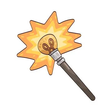Magic wand lightbulb illustration Stock Illustration
