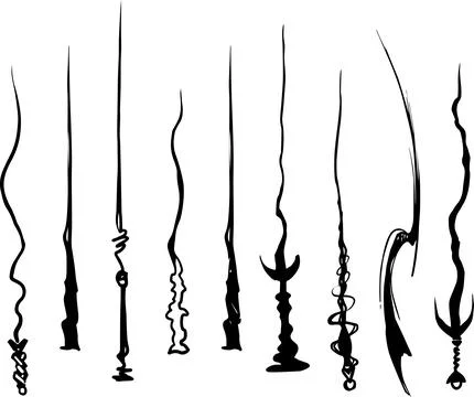 Magic Wand Line Art Icon Witchcraft Wizard Halloween Clipart Stock Illustration