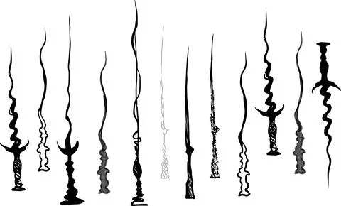 Magic Wand Line Art Icon Witchcraft Wizard Halloween Clipart Stock Illustration