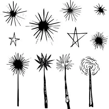 Magic Wand line drawing witch set Halloween clipart party invitation flyer .. Illustrazione stock