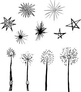 Magic Wand line drawing witch set Halloween clipart party invitation flyer .. 스톡 일러스트
