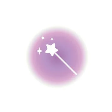 Magic wand. The linear icon has a white outline. Illustrazione stock