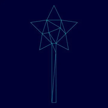 Magic wand in low poly triangulation triangulated polygonal electric cyan b.. Stock Illustration