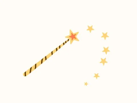Magic wand with a magic star trace vector illustration. Magician stick for spell Stock Illustration