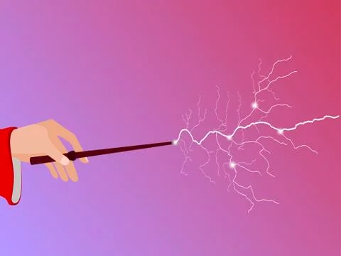 Magic wand. Magic stick in hand. Magic lightning. Vector illustration. Stock-Illustration