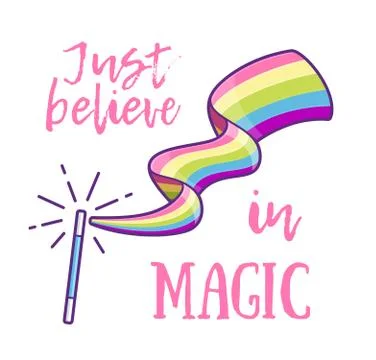 Magic wand making a rainbow. Vector illustration Stock Illustration