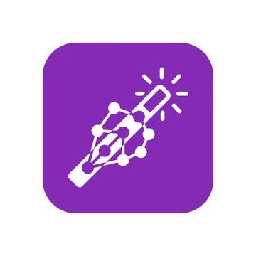 Magic wand with neural network nodes purple icon for creative artificial in.. 스톡 일러스트