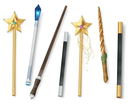 Magic Wand Realistic Set Illustrazione stock
