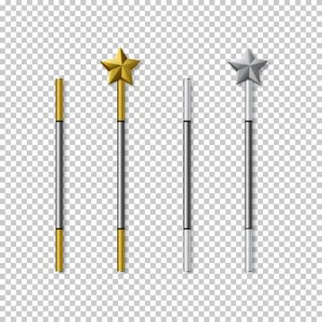 Magic wand set isolated on transparent background. Vector illustration. 스톡 일러스트