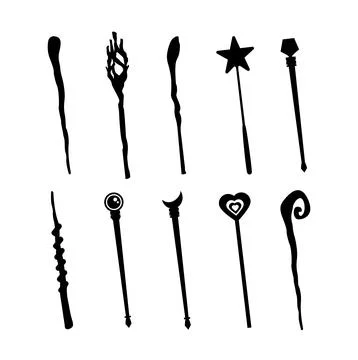 Magic wand silhouette vector set Stock Illustration