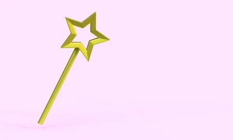 Magic wand with a star. 3d render Stock Illustration