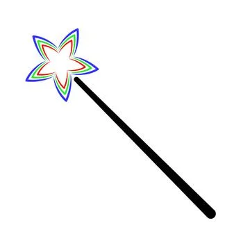 Magic wand star tip with multicolor outline fantasy illustration Stock-Illustration