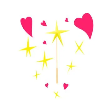 Magic wand with a star. Trace of gold dust. Magic abstract background isolated Stock Illustration