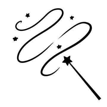 Magic wand with star. Wizard tool. Stock Illustration