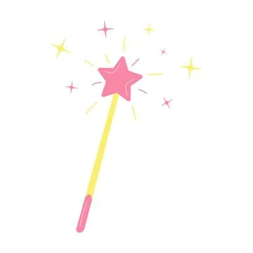 Magic wand surrounded by stars and radiance Stock Illustration