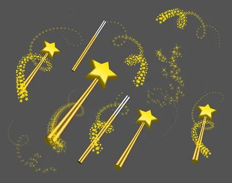 Magic wand vector set Magic wand vector set illustration on grey backgroun... Stock Photos