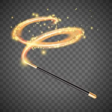 Magic wand of wizard with magical lights. Stock Illustration