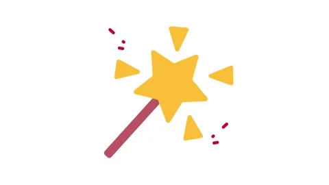 Magic wand with yellow star and glittering sparks flat icon on white background Stock Footage 345826507
