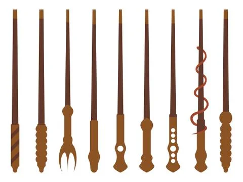 Magic wands. Magic and magical objects. Wizard tool イラスト素材
