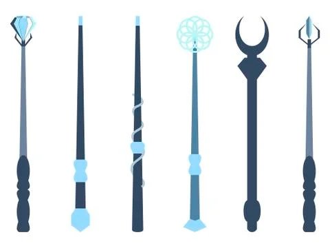 Magic wands. Magic and magical objects. Wizard tool. Vector 스톡 일러스트