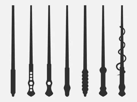 Magic wands. Magic and magical objects. Wizard tool. 스톡 일러스트