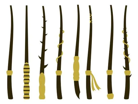 Magic wands. Magic and magical objects. Wizard tool. Vector illustration. Stock-Illustration