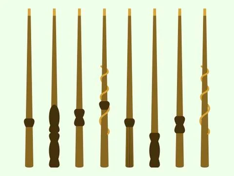 Magic wands. Magic and magical objects. Wizard tool. Vector illustration. Illustrazione stock