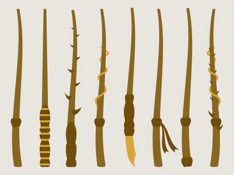 Magic wands. Magic and magical objects. Wizard tool. Vector illustration. 스톡 일러스트