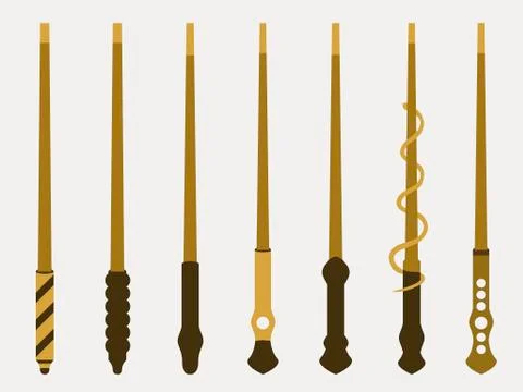 Magic wands. Magic and magical objects. Wizard tool. Vector illustration. 스톡 일러스트