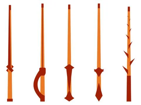 Magic wands. Magic and magical objects. Tool wizard isolated on white backgro Stock Illustration