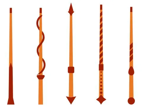 Magic wands. Magic and magical objects. Tool wizard isolated on white backgro Illustrazione stock