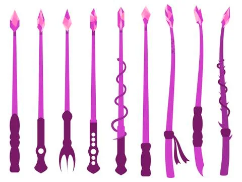 Magic wands. Magic crystal and magical objects. Wizard tool. Vector illustr.. Stock-Illustration
