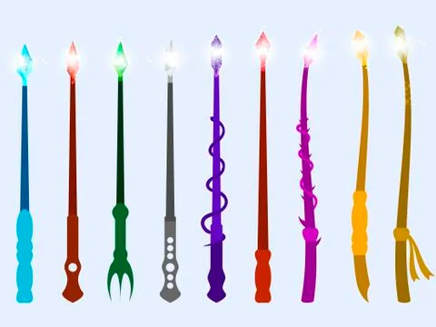 Magic wands. Magic crystal and magical objects. Wizard tool. Vector illustrat 스톡 일러스트