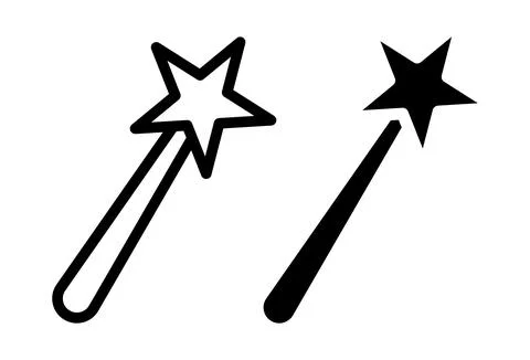 Magic Wands with Star Tip Illustrations for Enchantment and Fantasy Themes Stock Illustration