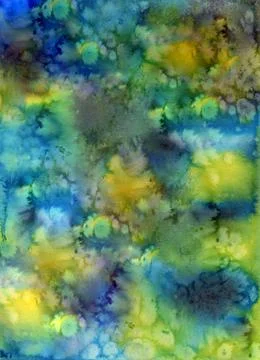 Magic watercolor background hand drawing. Drawing on paper, scanned image. Stock Illustration