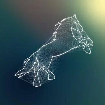 Magic white abstract horse. connected dots Stock Illustration