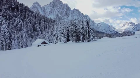 Magic of winter in the Dolomites. Dream snow. Video stock 147450751