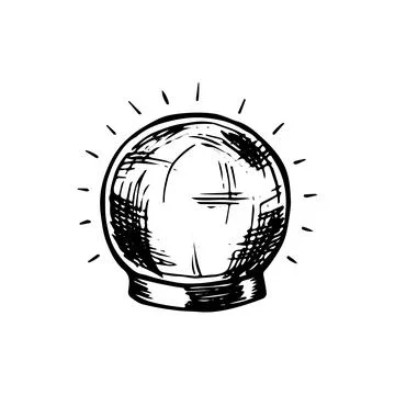 Magic witch ball predicting fate. Equipment for witchcraft and divination. Hand Stock Illustration