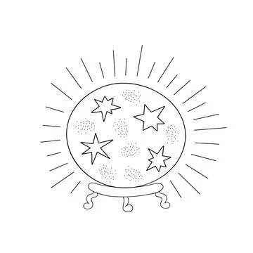 Magic witch globe esoteric fortune teller crystal ball for predicting future Stock Illustration