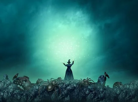 Magic Witch Halloween Background Illustrazione stock