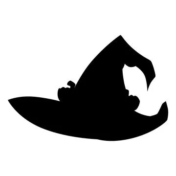 Magic witch hat black silhouette, vector cartoon wizard hat, Halloween party Stock Illustration