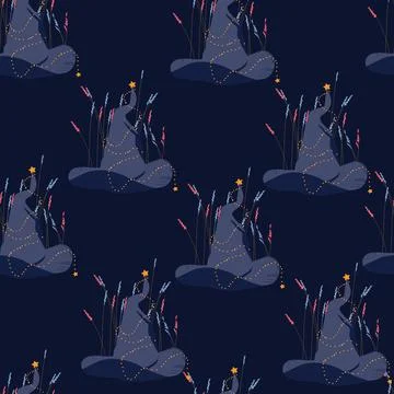 Magic witch hat seamless pattern. Halloween. Illustrazione stock