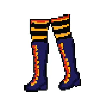 Magic witch legs pixel art vector illustration Stock Illustration