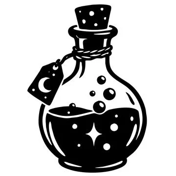 Magic Witch Potion Bottle with Moon Tag Stock Illustration
