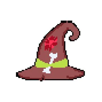 Magic wizard hat pixel art vector illustration Stock Illustration