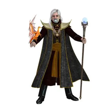 Magic Wizard on White Stock Illustration